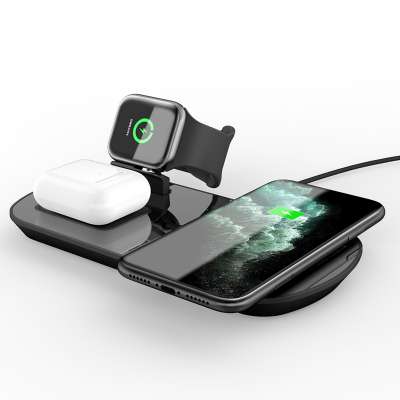 New Arrivals 15W portable 3 in1 wireless fast charger for airpods + phone + apple watch 1,2,3,4,5